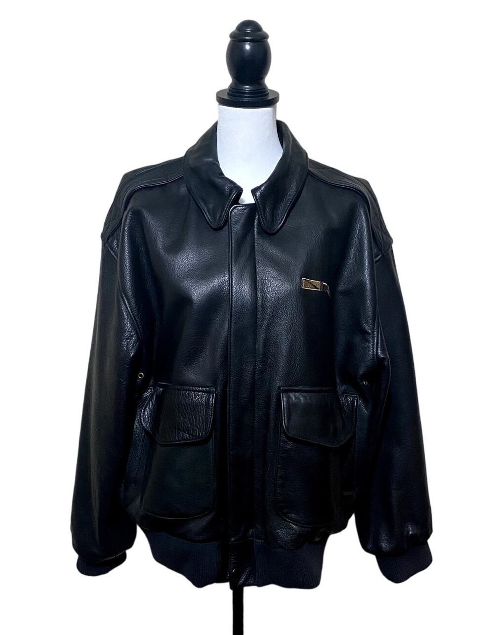 Game Sportswear Bomber Jacket Mens Medium Black Premium Leather FLAW
